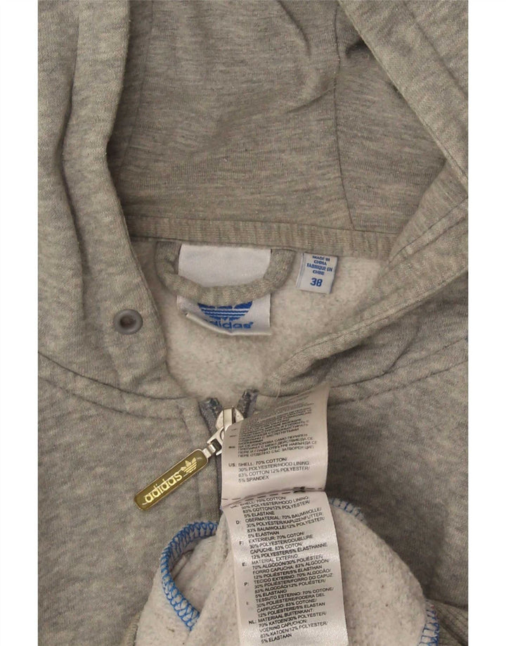 Adidas Womens Zip Hoodie Sweater EU 38 Medium Grey Flecked Cotton