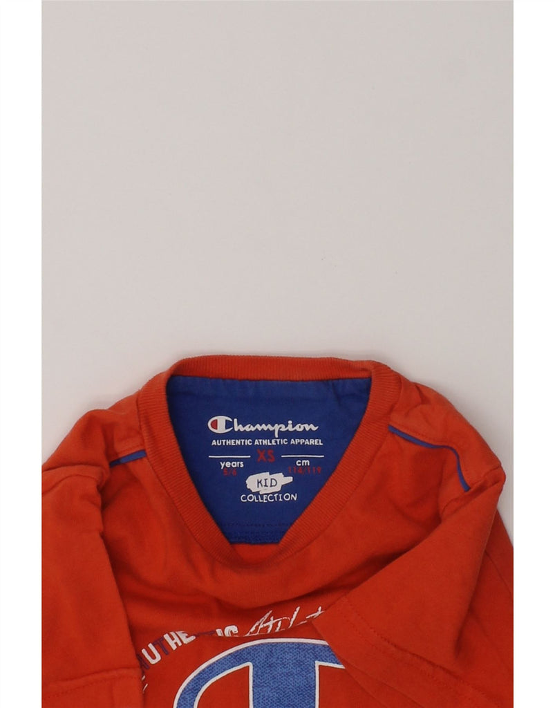 CHAMPION Boys Graphic T-Shirt Top 5-6 Years XS Orange Cotton | Vintage Champion | Thrift | Second-Hand Champion | Used Clothing | Messina Hembry 