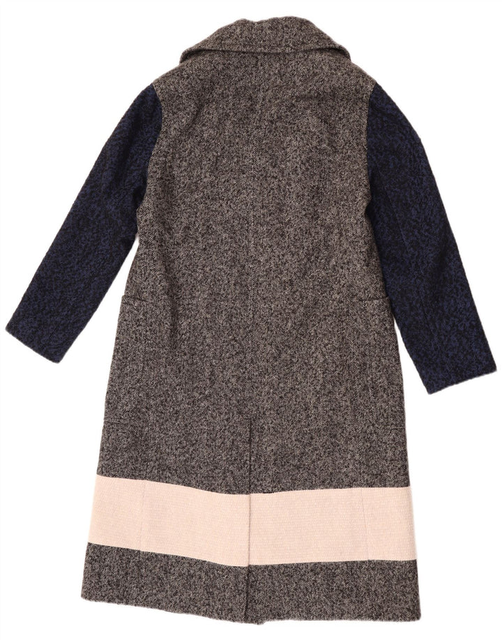 French Connection Womens Double Breasted Coat UK 6 XS Grey Colourblock
