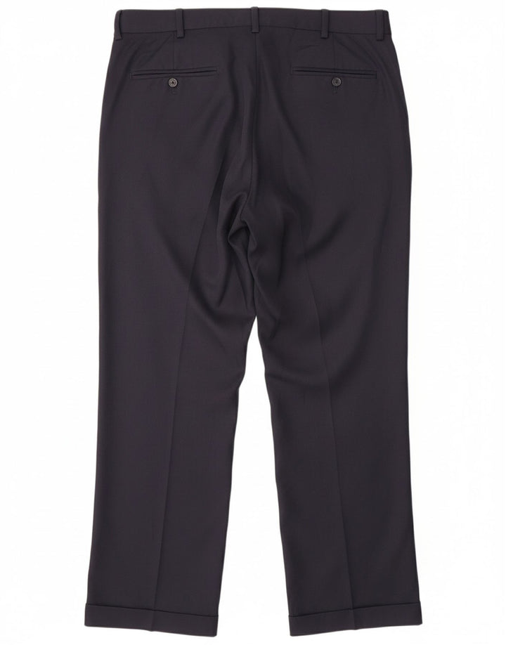 IZOD Mens Straight Suit Trousers W34 L32 Navy Blue Polyester