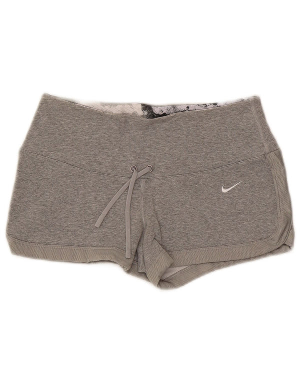 Nike Womens Dri Fit Sport Shorts UK 10 Small Grey Cotton
