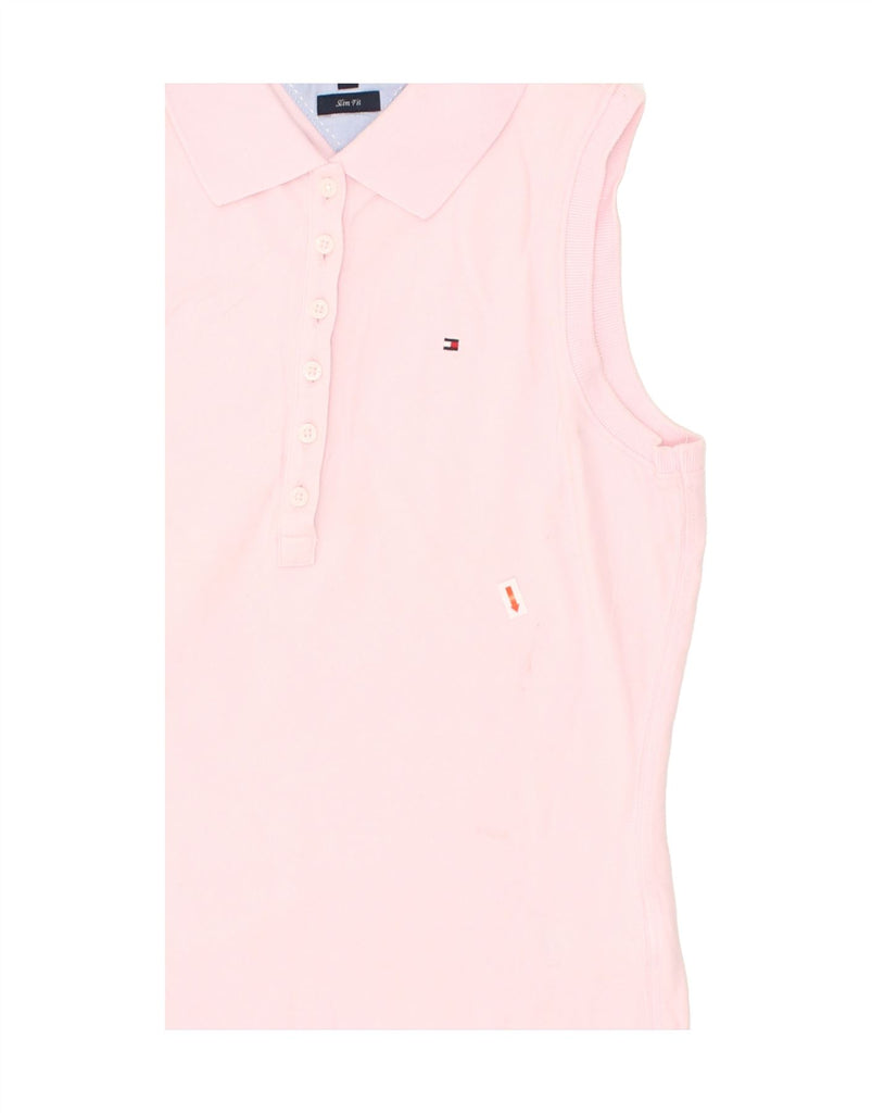 TOMMY HILFIGER Womens Slim Fit Sleeveless Polo Shirt UK 12 Medium Pink | Vintage Tommy Hilfiger | Thrift | Second-Hand Tommy Hilfiger | Used Clothing | Messina Hembry 