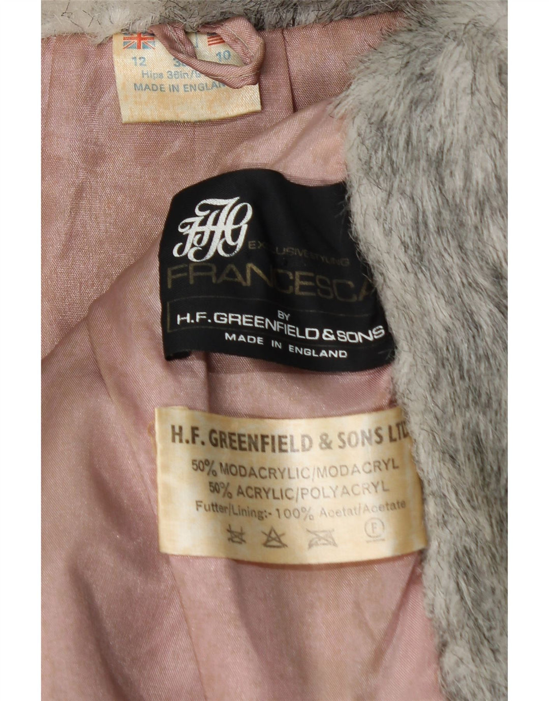 Francesca Womens Faux Fur Jacket UK 12 Medium Grey Animal Print Modacryl