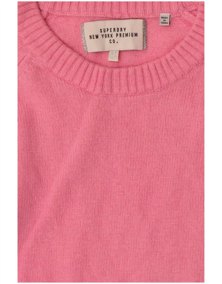 Superdry Womens Crew Neck Jumper Sweater UK 14 Medium Pink