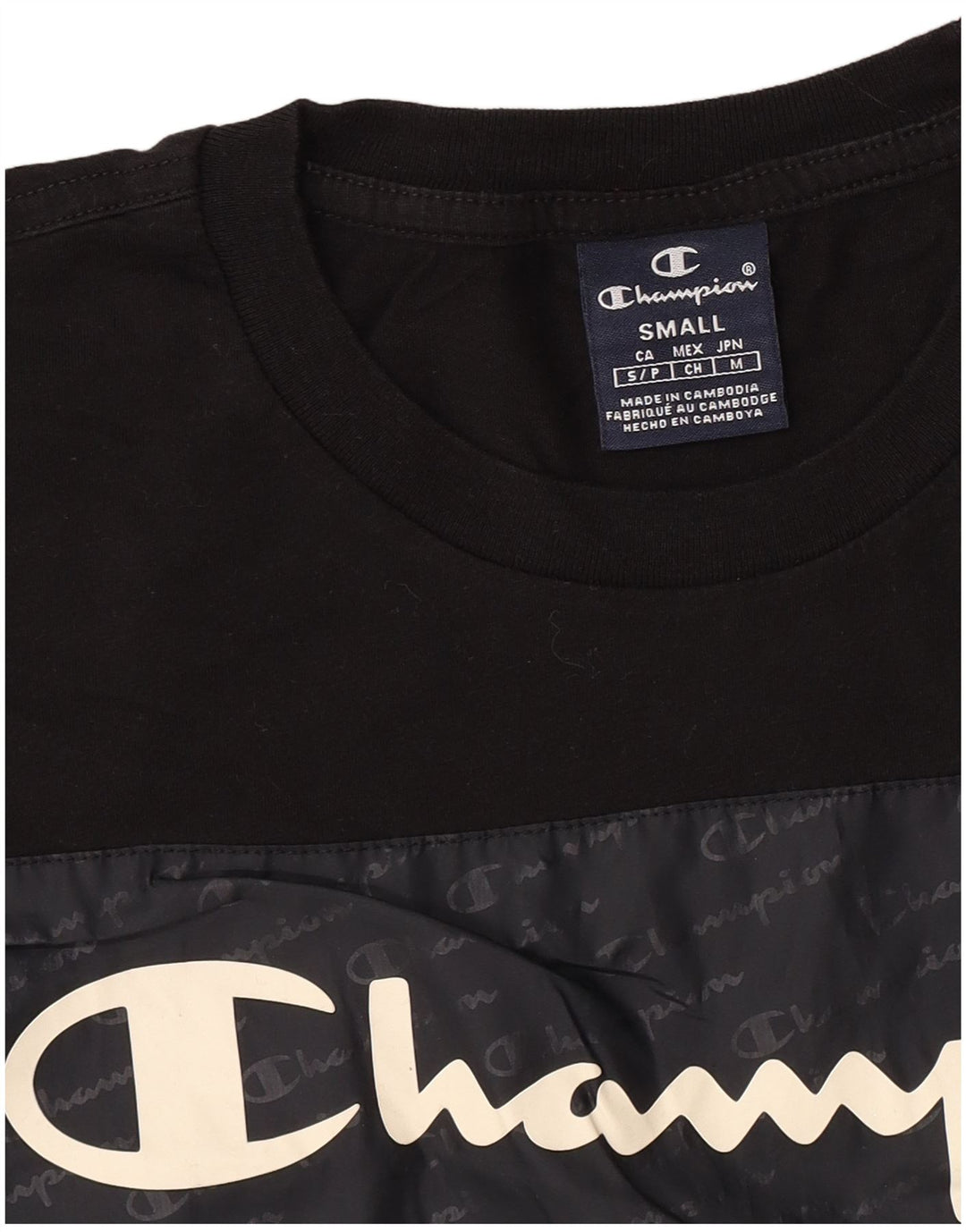 Champion Mens Graphic T-Shirt Top Small Black Colourblock