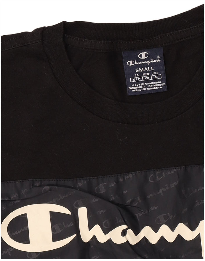 Champion Mens Graphic T-Shirt Top Small Black Colourblock