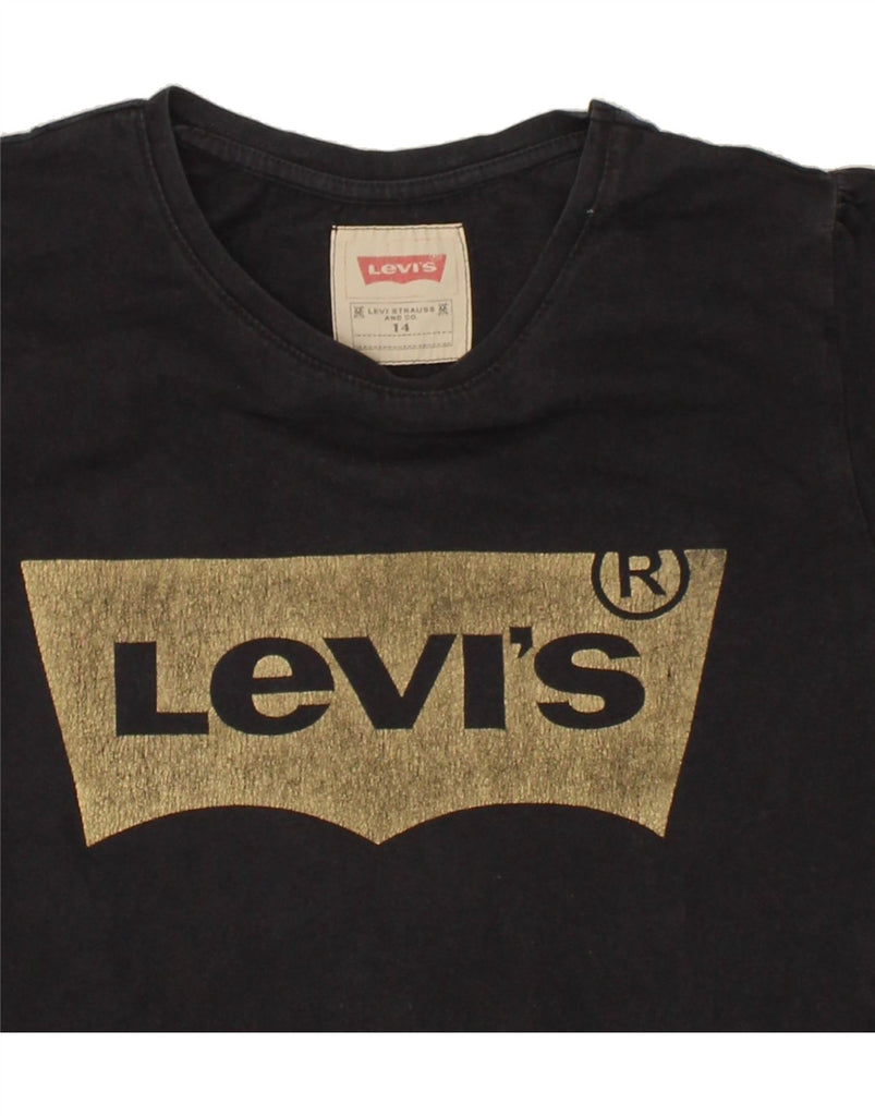 LEVI'S Girls Graphic T-Shirt Top 13-14 Years Black Cotton Vintage Levi's and Second-Hand Levi's from Messina Hembry 
