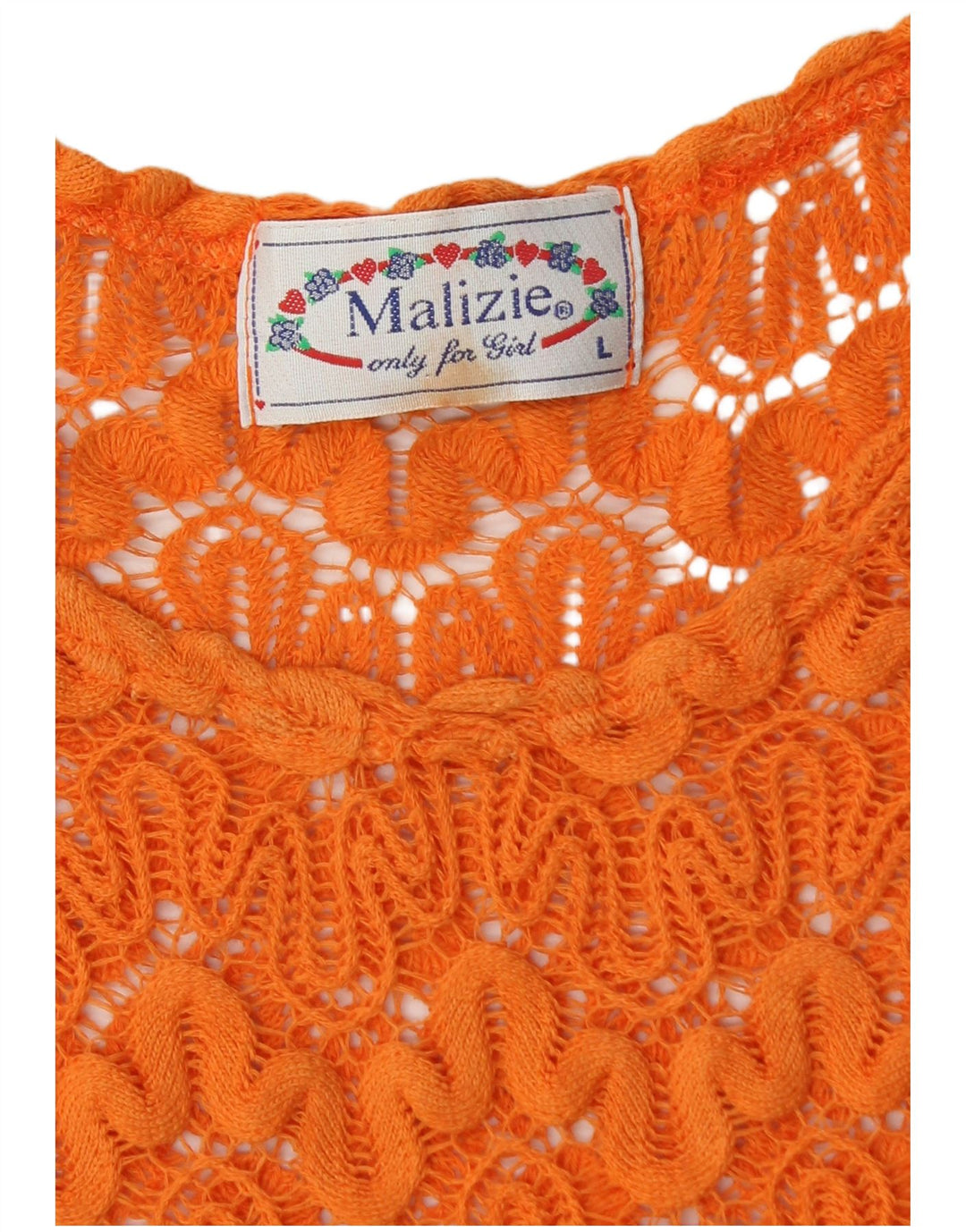 VINTAGE Girls See Through Crochet Tunic Dress 11-12 Years Large Orange