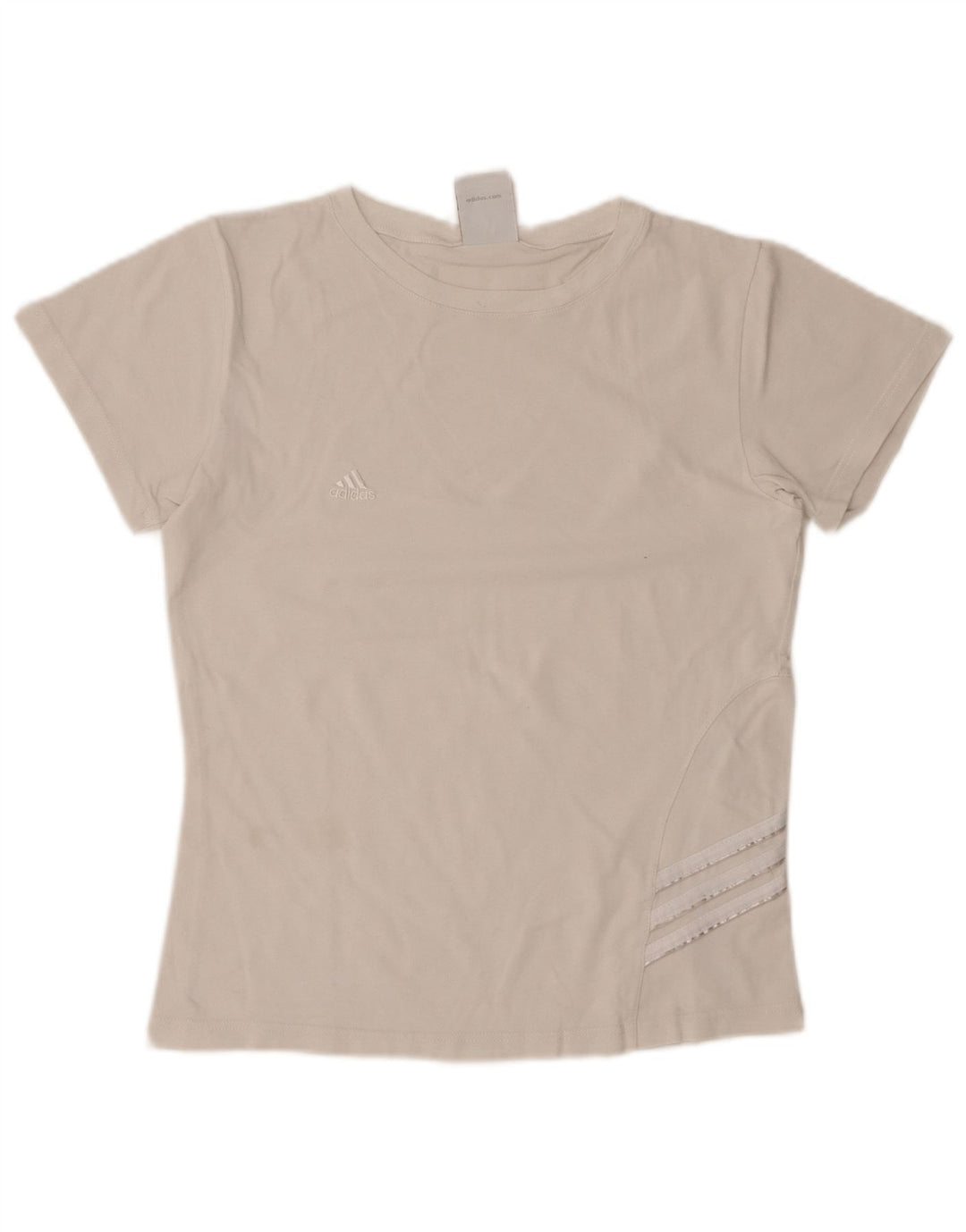 ADIDAS Womens T-Shirt Top UK 14 Large Off White Cotton