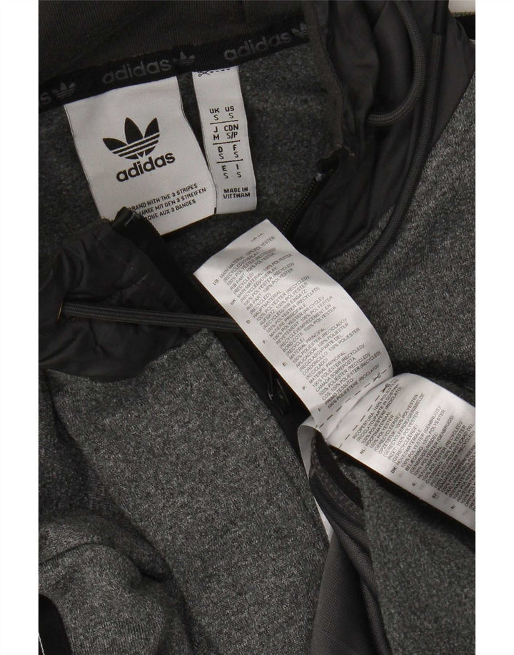 Adidas Mens Graphic Zip Hoodie Sweater Small Grey Colourblock Polyester