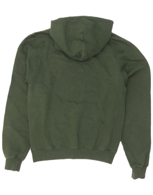 Champion Mens Graphic Hoodie Jumper Small Green Cotton
