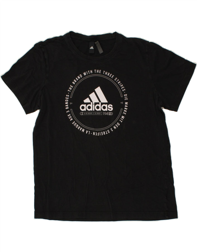 ADIDAS Mens Graphic T-Shirt Top XL Black Cotton Vintage Adidas and Second-Hand Adidas from Messina Hembry 