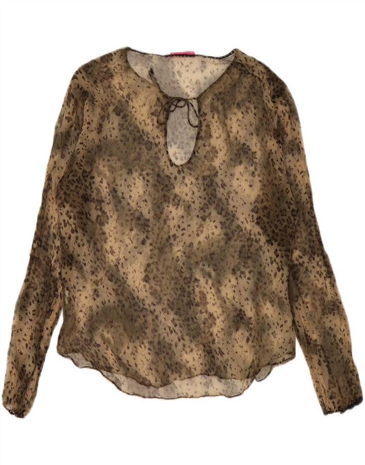 Mariella Burani Womens Loose Fit Blouse Top UK 10 Small Beige Animal Print