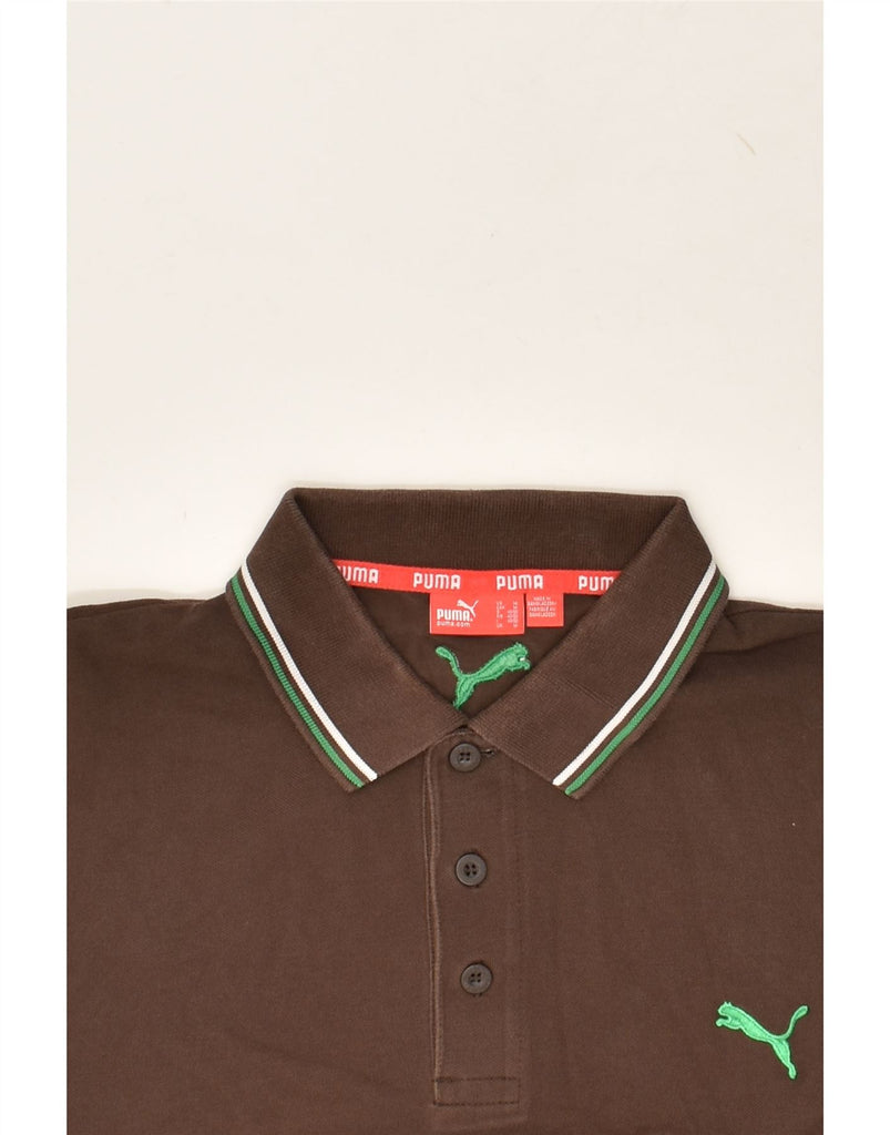 PUMA Mens Polo Shirt Medium Brown | Vintage Puma | Thrift | Second-Hand Puma | Used Clothing | Messina Hembry 