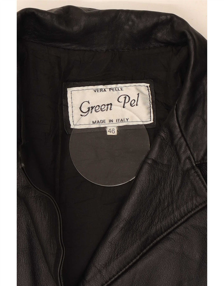 Vintage Womens Leather Coat IT 46 Large Black