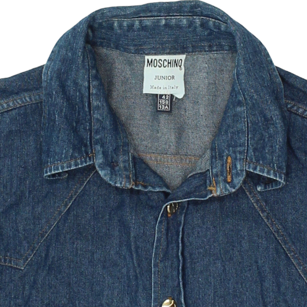 Moschino Junior Boys Blue Denim Shirt | Vintage High End Kids Designer VTG | Vintage Messina Hembry | Thrift | Second-Hand Messina Hembry | Used Clothing | Messina Hembry 