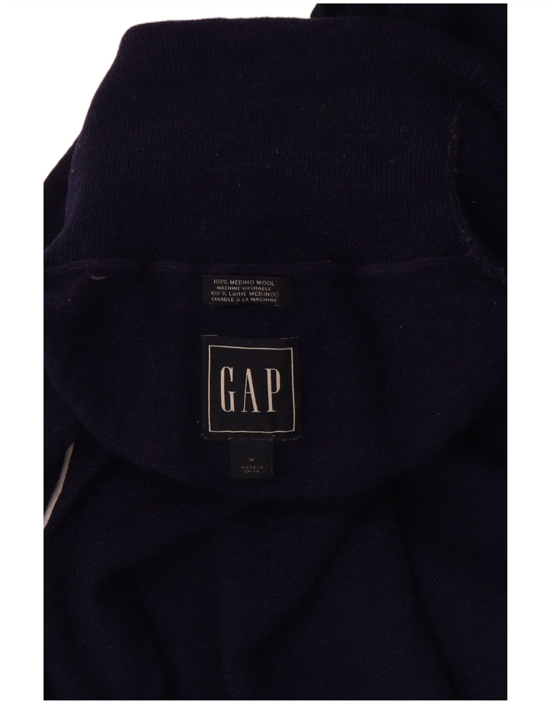 Gap Mens Roll Neck Jumper Sweater Medium Navy Blue Wool