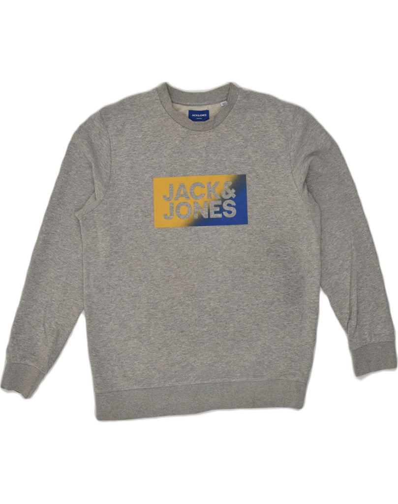 JACK & JONES Mens Graphic Sweatshirt Jumper XL Grey Cotton | Vintage Jack & Jones | Thrift | Second-Hand Jack & Jones | Used Clothing | Messina Hembry 