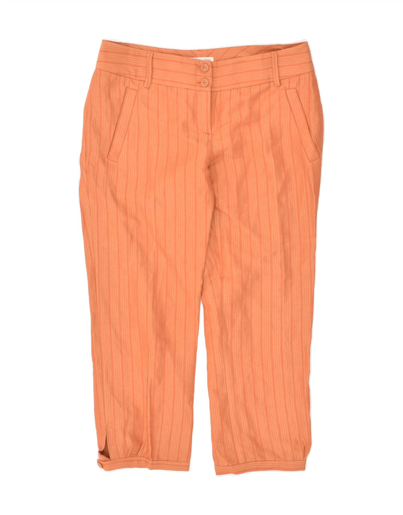 MASSIMO DUTTI Womens Tapered Capri Trousers W30 L23  Orange Striped Linen | Vintage Massimo Dutti | Thrift | Second-Hand Massimo Dutti | Used Clothing | Messina Hembry 