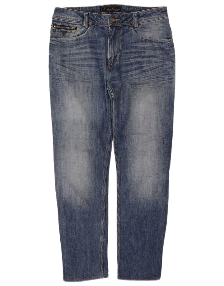 Guess Mens Straight Jeans W32 L29 Blue Cotton