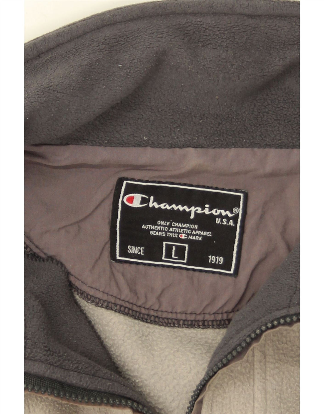 Champion Mens Zip Neck Fleece Jumper Large Grey Colourblock