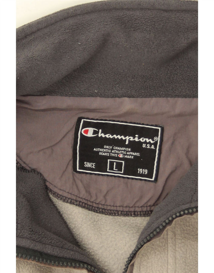 Champion Mens Zip Neck Fleece Jumper Large Grey Colourblock