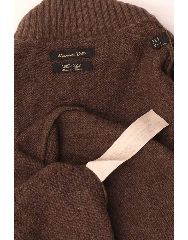 Massimo Dutti Womens Roll Neck Jumper Sweater UK 12 Medium Brown Wool