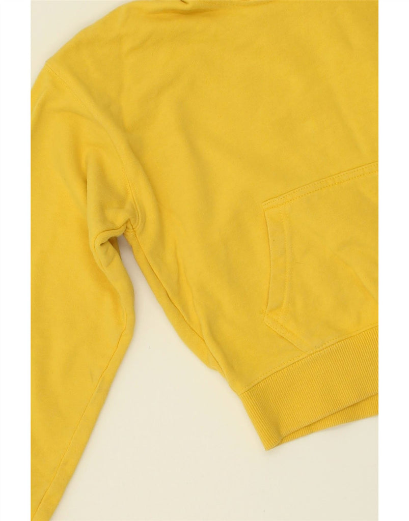 SUPERDRY Womens Crop Graphic Hoodie Jumper UK 8 Small Yellow Cotton | Vintage Superdry | Thrift | Second-Hand Superdry | Used Clothing | Messina Hembry 