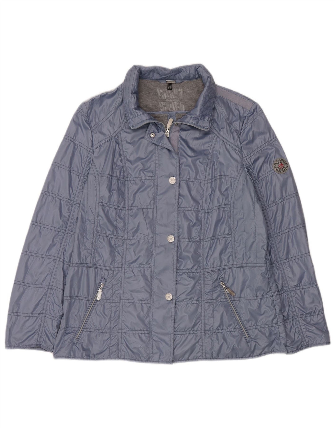 Barbara Lebek Womens Bomber Jacket UK 16 Large Blue Polyester