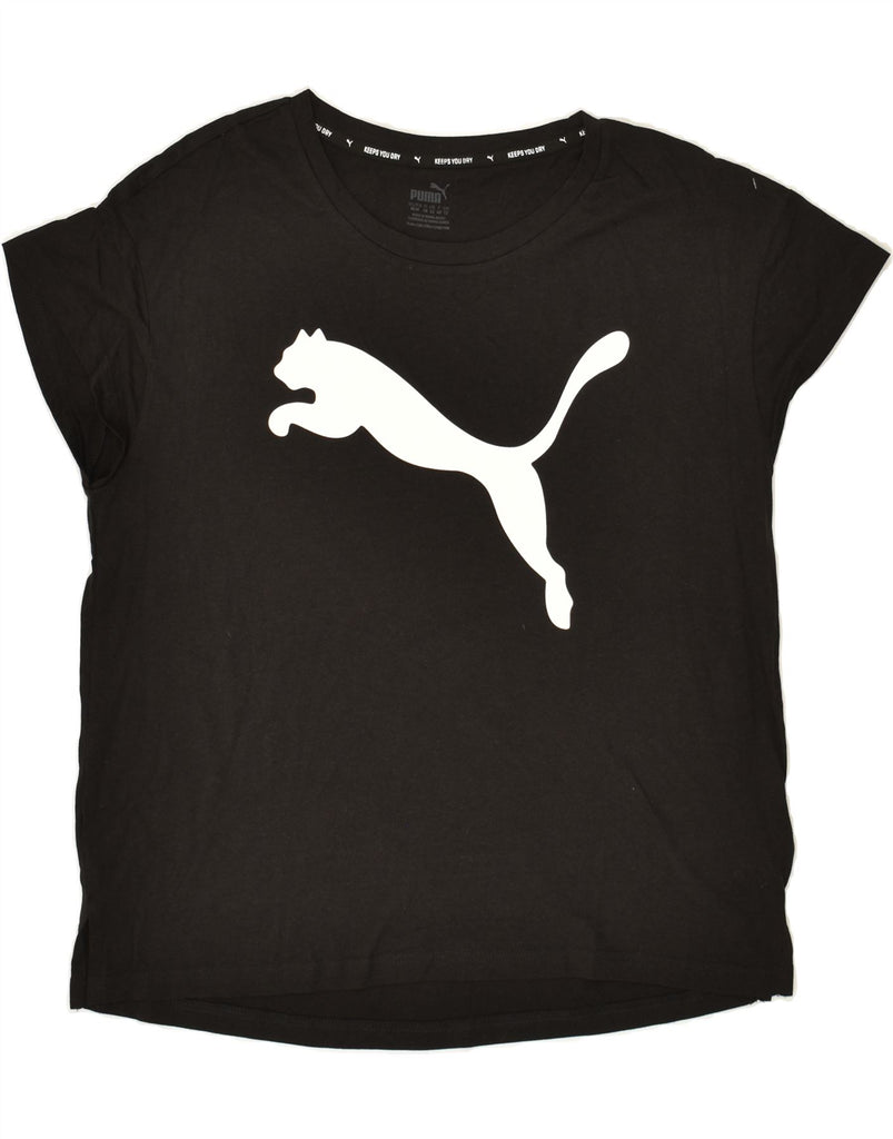 PUMA Womens Graphic T-Shirt Top UK 12 Medium  Black Cotton Vintage Puma and Second-Hand Puma from Messina Hembry 