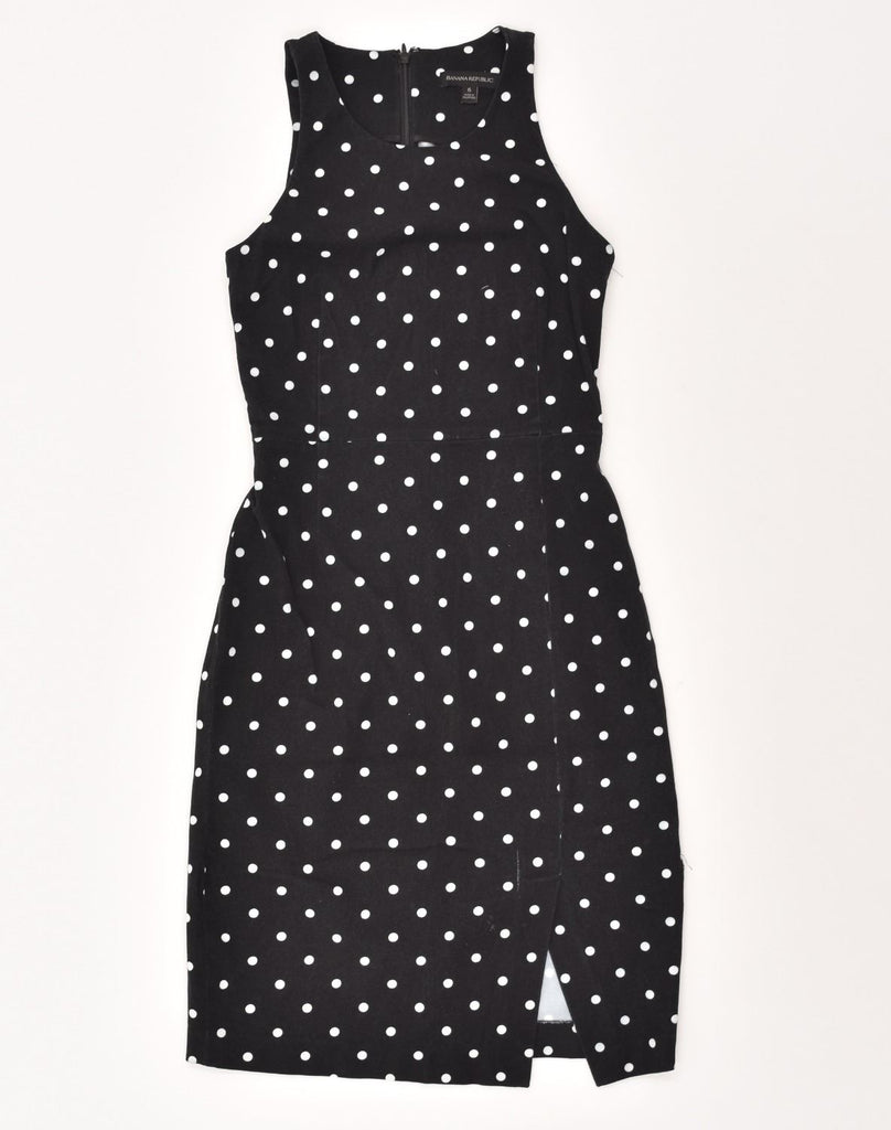 BANANA REPUBLIC Womens Basic Dress US 6 Medium Black Polka Dot Rayon | Vintage Banana Republic | Thrift | Second-Hand Banana Republic | Used Clothing | Messina Hembry 