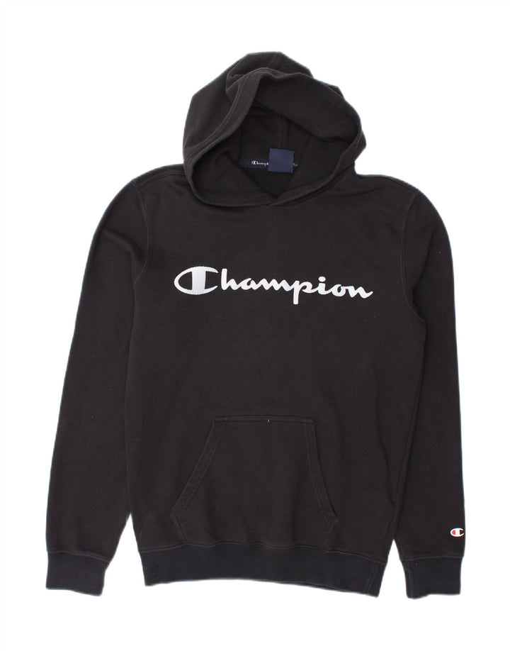 CHAMPION Mens Graphic Hoodie Jumper XS Black Cotton Vintage Champion and Second-Hand Champion from Messina Hembry 
