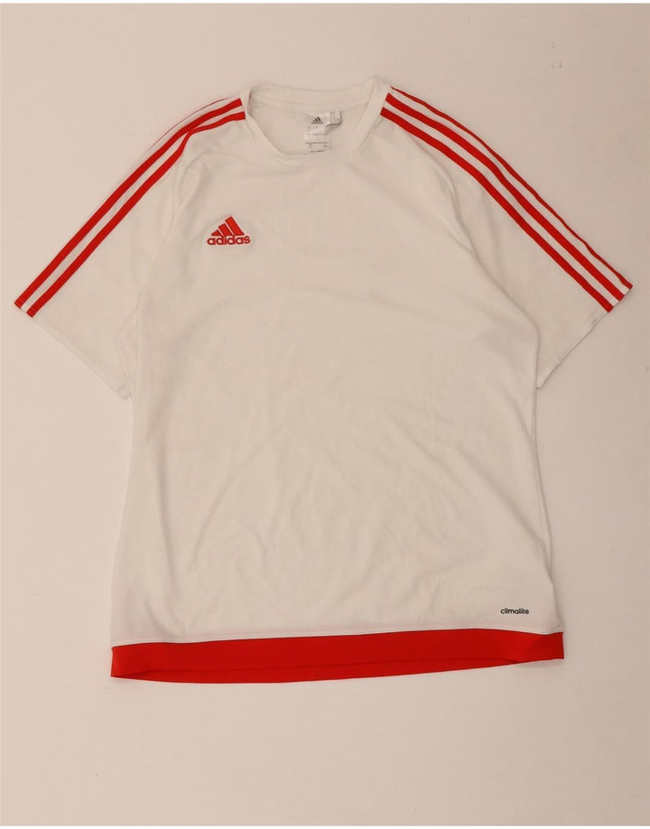 Adidas Mens Climalite T-Shirt Top Large White Colourblock Polyester