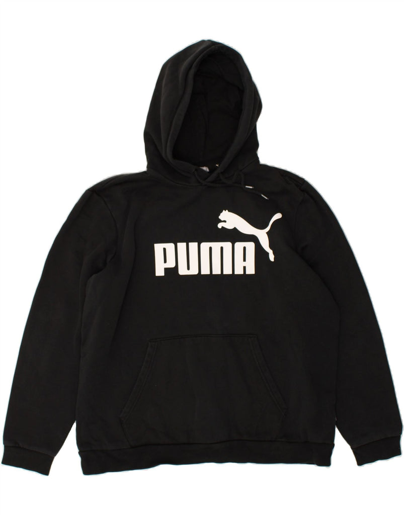 PUMA Mens Graphic Hoodie Jumper XL Black Cotton | Vintage Puma | Thrift | Second-Hand Puma | Used Clothing | Messina Hembry 