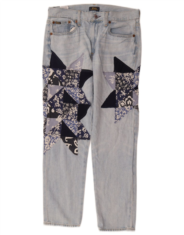 POLO RALPH LAUREN Womens Straight Jeans W26 L26 Blue Patchwork Cotton