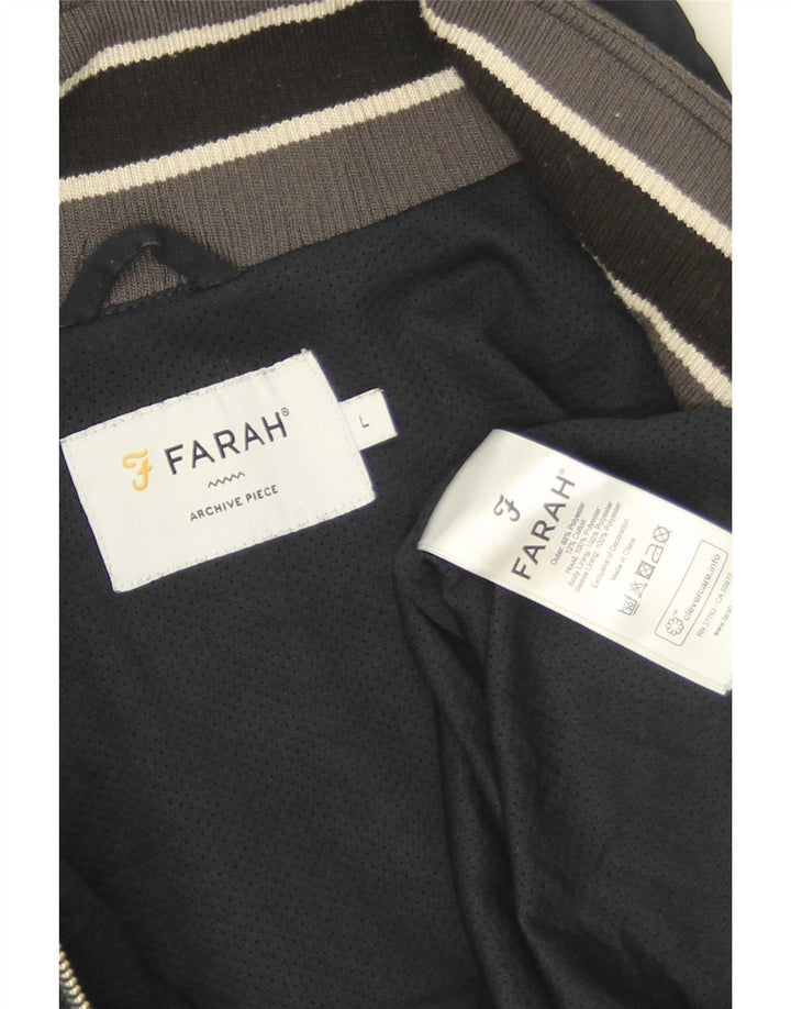 Farah Mens Hooded Anorak Jacket UK 40 Large Navy Blue Polyester