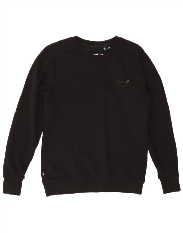 Superdry Womens Sweatshirt Jumper UK 14 Large Black Cotton