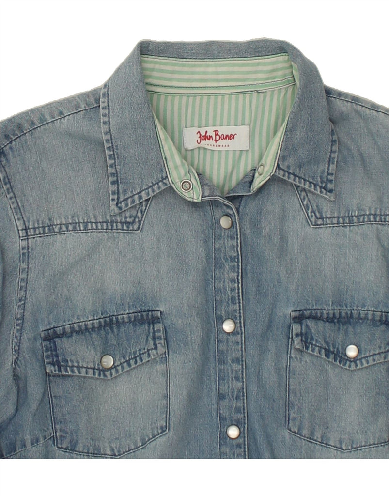 JOHN BANER Womens Denim Shirt UK 16 Large Blue Cotton Vintage John Baner and Second-Hand John Baner from Messina Hembry 