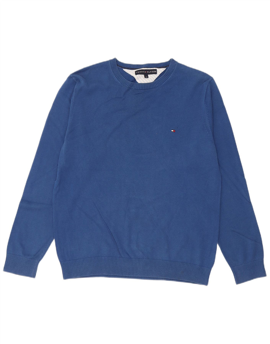 Tommy Hilfiger Mens Regular Fit Crew Neck Jumper Sweater Medium Blue Cotton