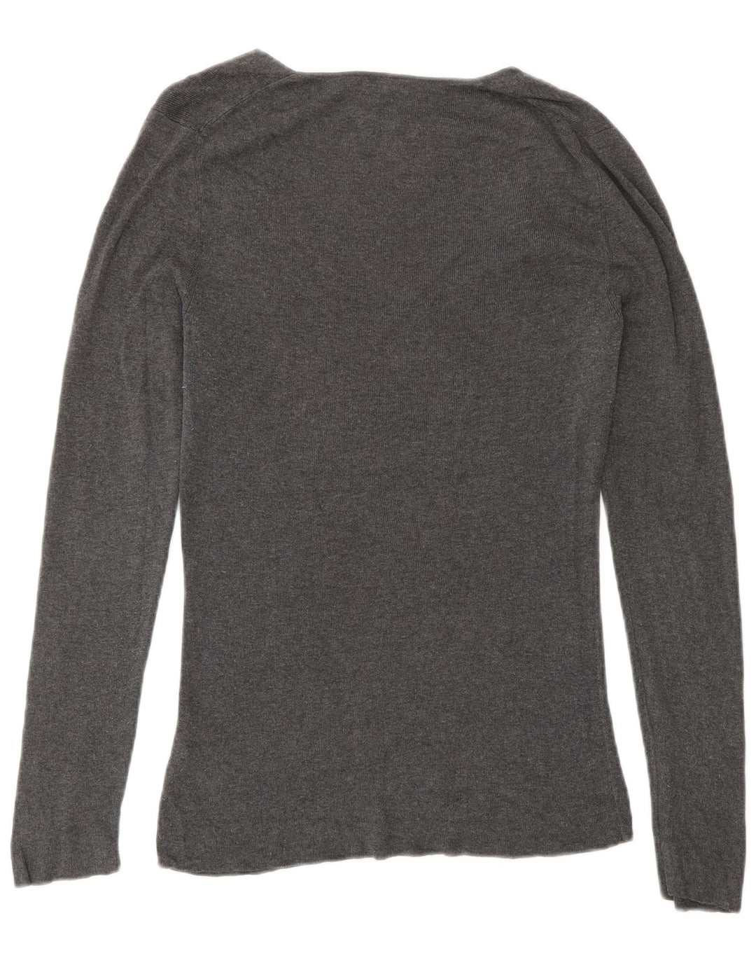 JIGSAW Womens V-Neck Jumper Sweater UK 12 Medium Grey Cotton