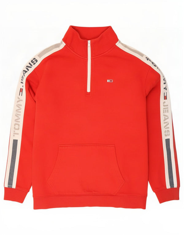 Tommy Hilfiger Mens Graphic Sweatshirt Jumper Medium Red Colourblock
