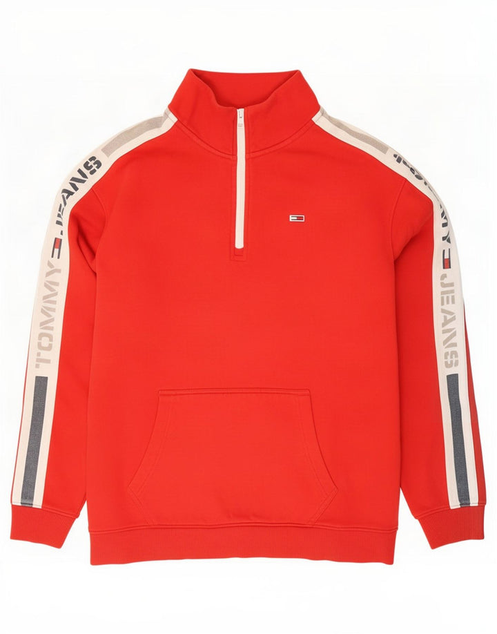 Tommy Hilfiger Mens Graphic Sweatshirt Jumper Medium Red Colourblock