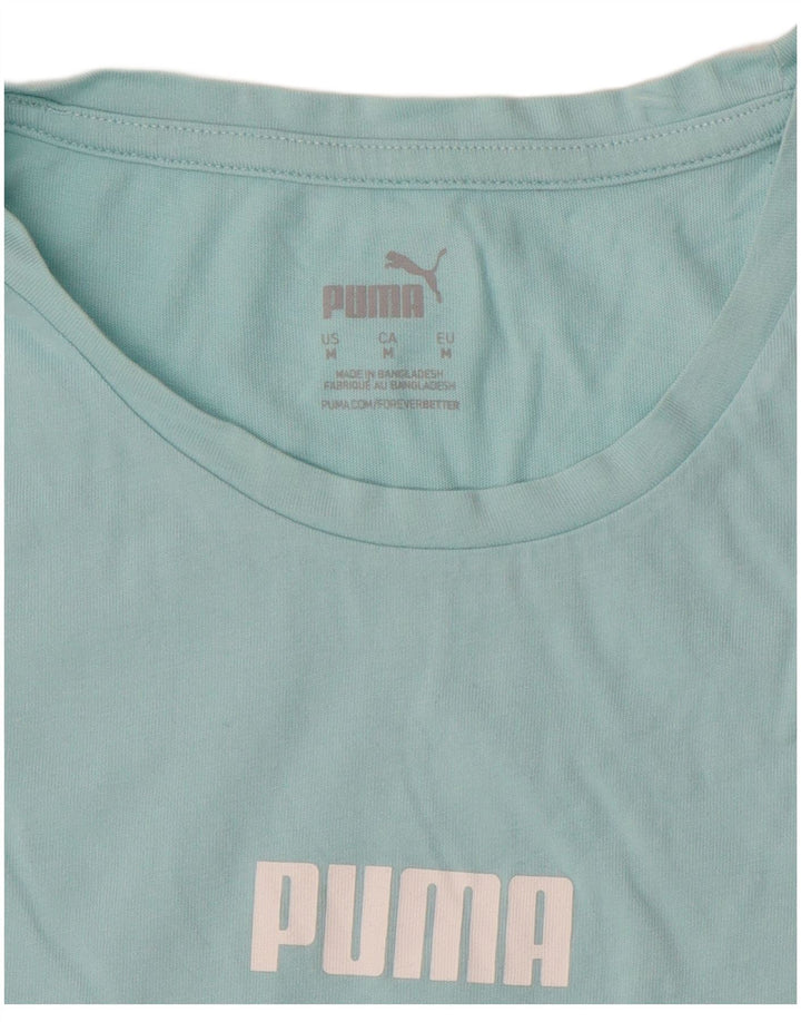 PUMA Womens Graphic T-Shirt Top UK 12 Medium Blue Colourblock