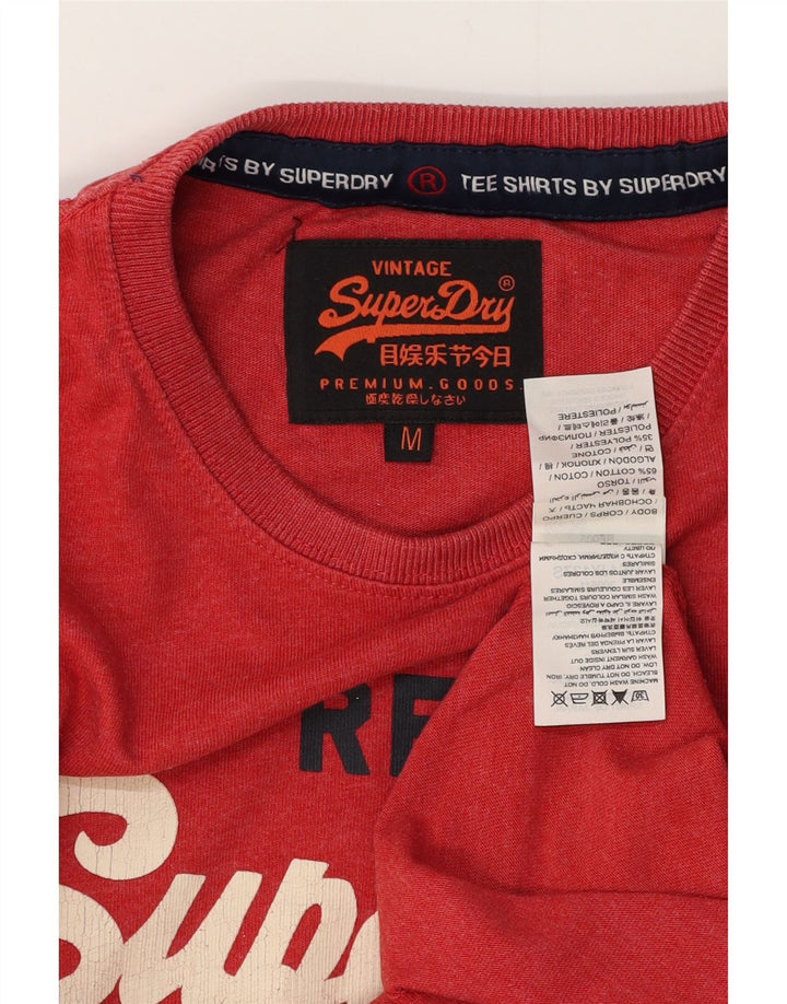 SUPERDRY Mens Graphic T-Shirt Top Medium Red Cotton
