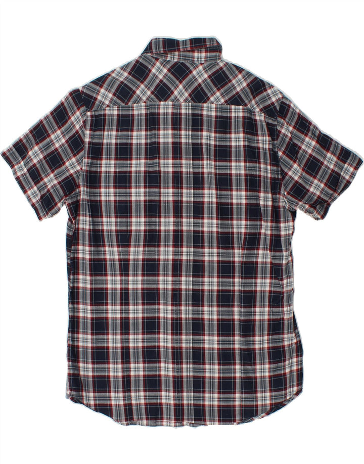 GAS Mens Short Sleeve Flannel Shirt Large Navy Blue Check Cotton Vintage Gas and Second-Hand Gas from Messina Hembry 