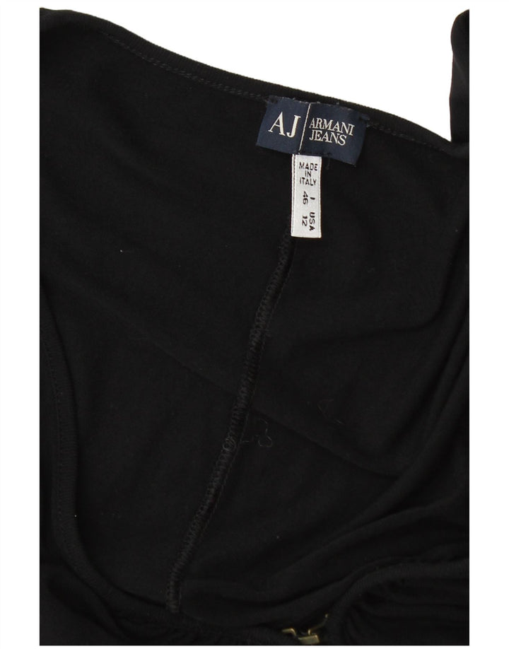 Armani Womens Crop Short Sleeve Shirt Blouse IT 46 Large Black