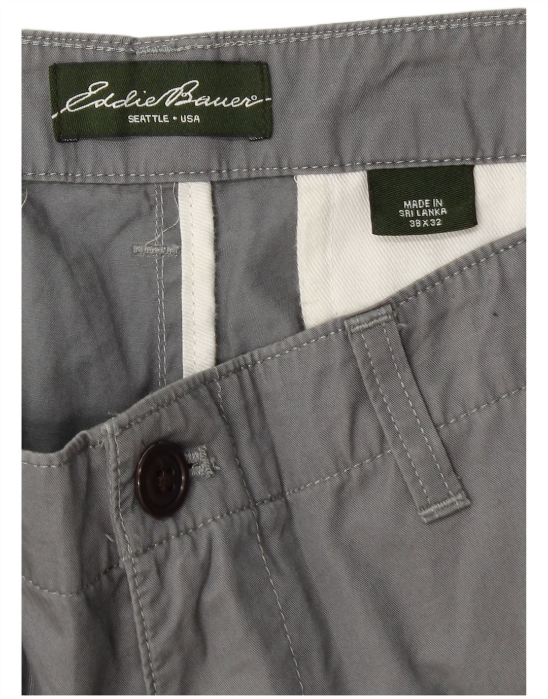 EDDIE BAUER Mens Straight Chino Trousers W38 L32 Grey Cotton