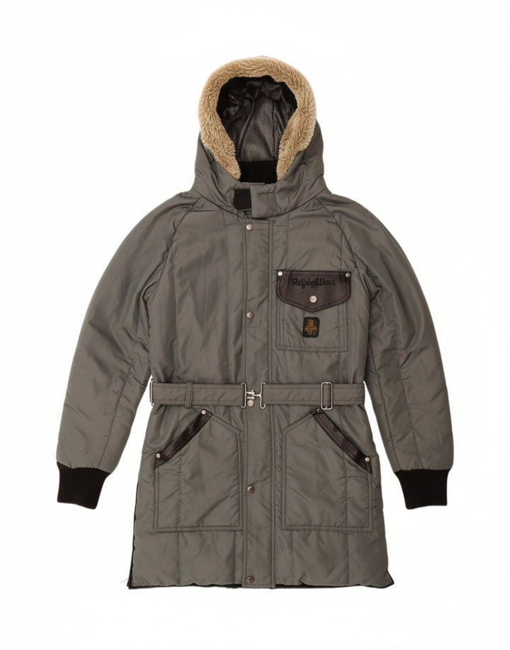 REFRIGIWEAR Womens Sixty spa Hooded Windbreaker Coat UK 16 Large Grey Vintage Refrigiwear and Second-Hand Refrigiwear from Messina Hembry 