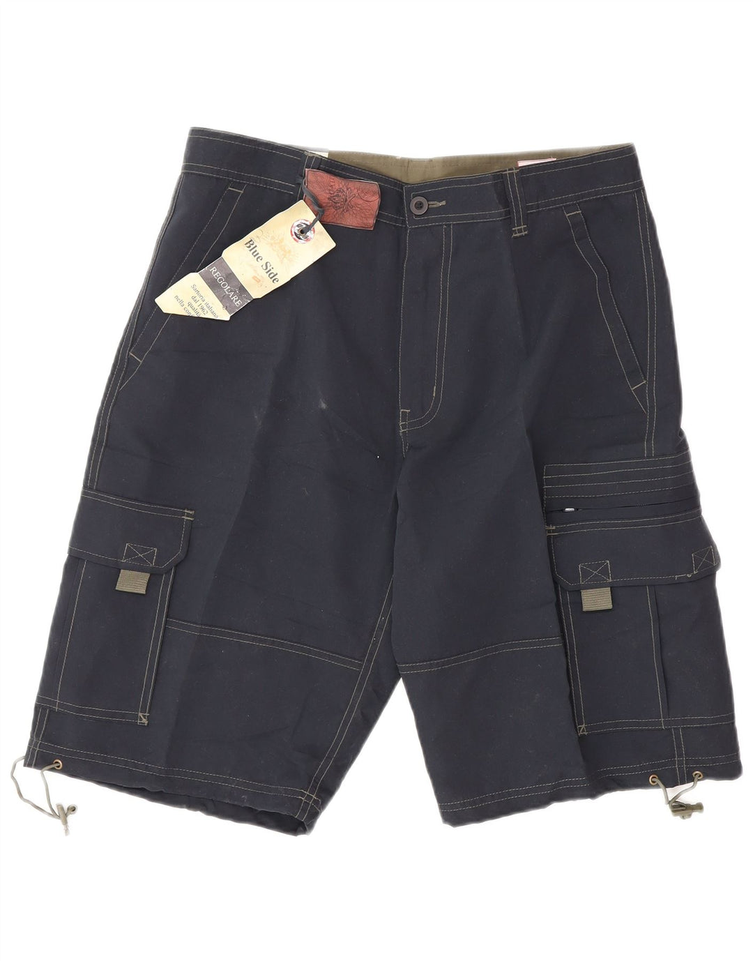 Blue Side Mens Cargo Shorts Large W34  Navy Blue Polyester