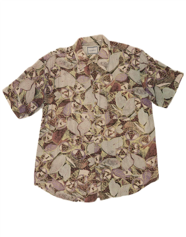 Vintage Mens Short Sleeve Shirt Medium Multicoloured Floral Viscose